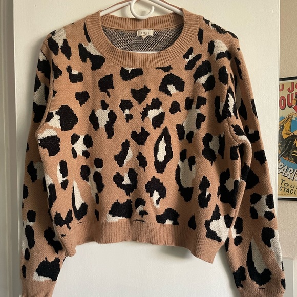 Oversized Leopard Print Crew Neck Sweater - Picture 4 of 5